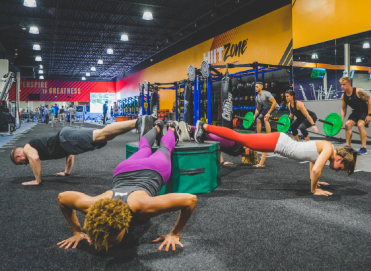 people in group fitness classes