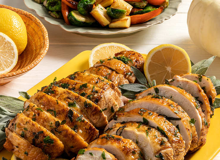Sliced chicken on a plate