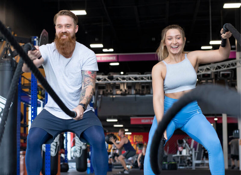 two friends working out